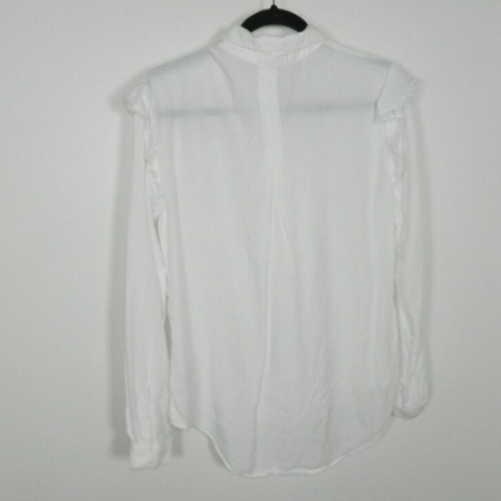 Cloth & Stone Anthropologie Shirt White Ruffle Sleeve Classic Button Down 2X - Picture 4 of 7